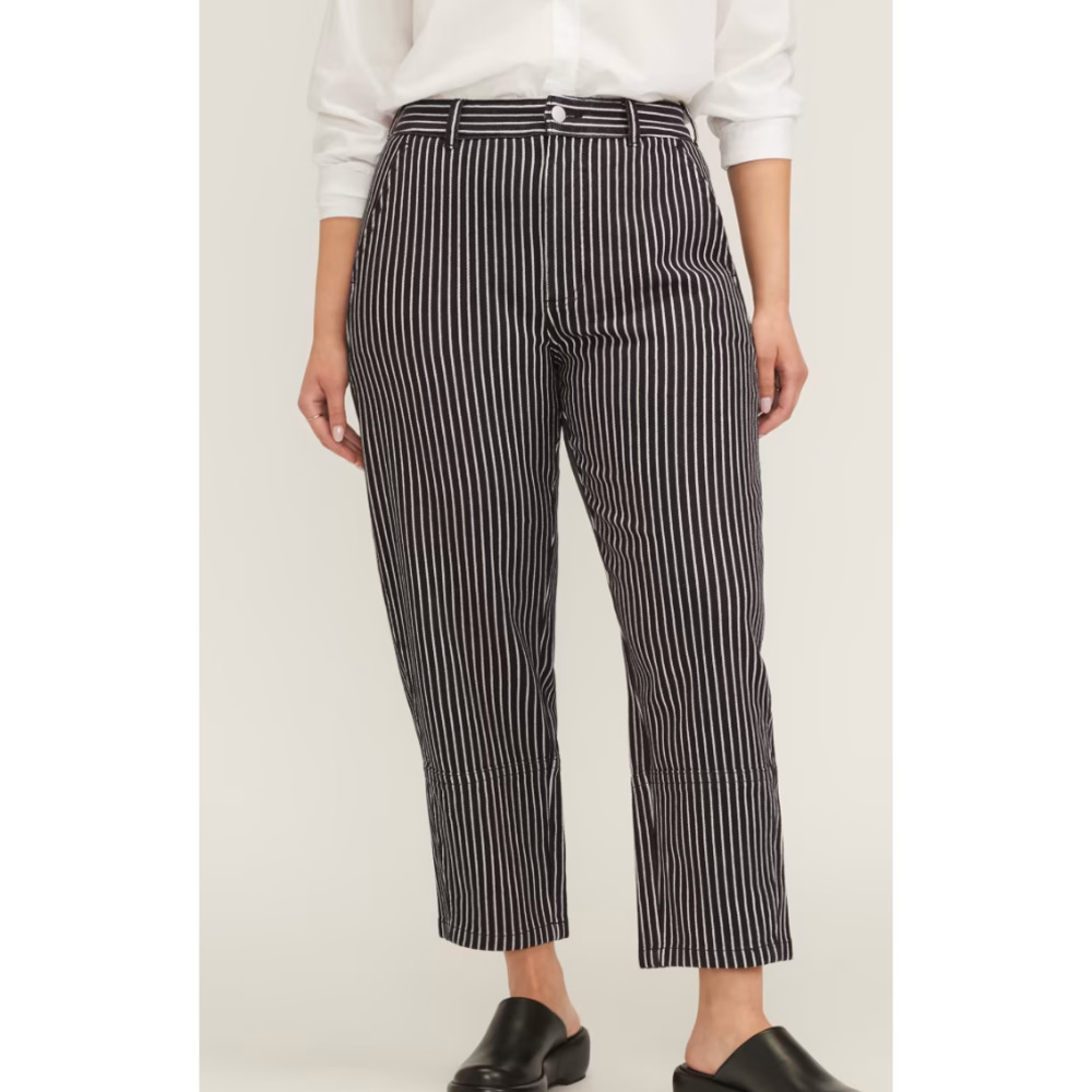 NWT EVERLANE The Utility Barrel Pant Black / Bone SIZE 4